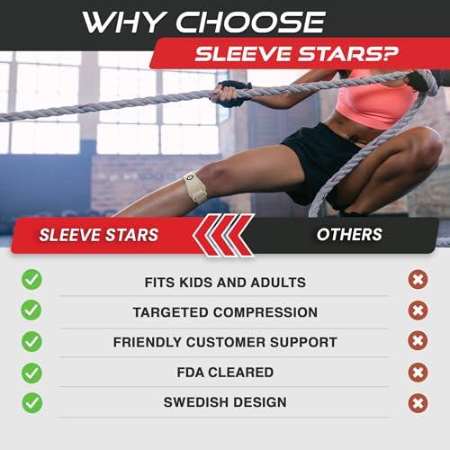 SS SLEEVE STARS Sleeve Stars Patellar Tendon Support Strap Osgood Schlatter Band Knee Brace for Kids, Youth, Women & Men w/ 3 Lengths, Swedish Brand Patella Tendon Knee Strap for Arthritis, Tendonitis & Pain