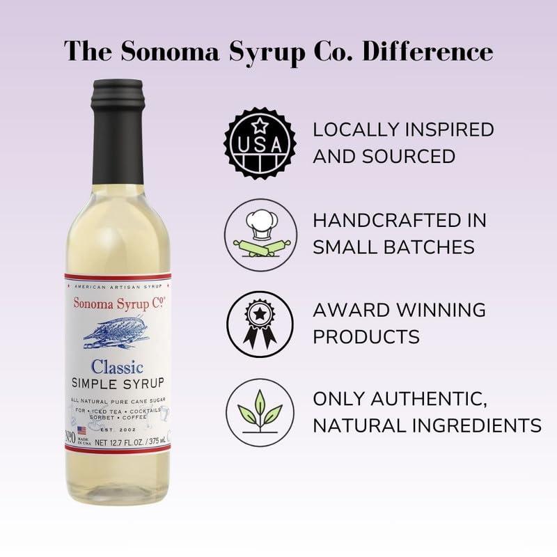 Sonoma Syrup Co Sonoma Syrup Co Classic Simple Syrup 12.7 Fl Oz for Coffee, Cocktails, and Cooking