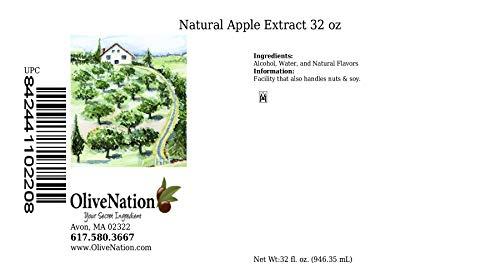 OLIVENATION Natural Apple Extract - Water Soluble Flavor for Baking - Brewing - Beverages - Non-GMO - Gluten Free - Kosher - Vegan - 32 oz
