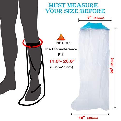 Asunby Waterproof Cast Covers for Shower Leg,Adult leg Protection to Wounds, Keeps Cast and Bandage Dry Bath,Watertight Cast Bag Showering for Surgery Foot, Ankle, Burns Reusable
