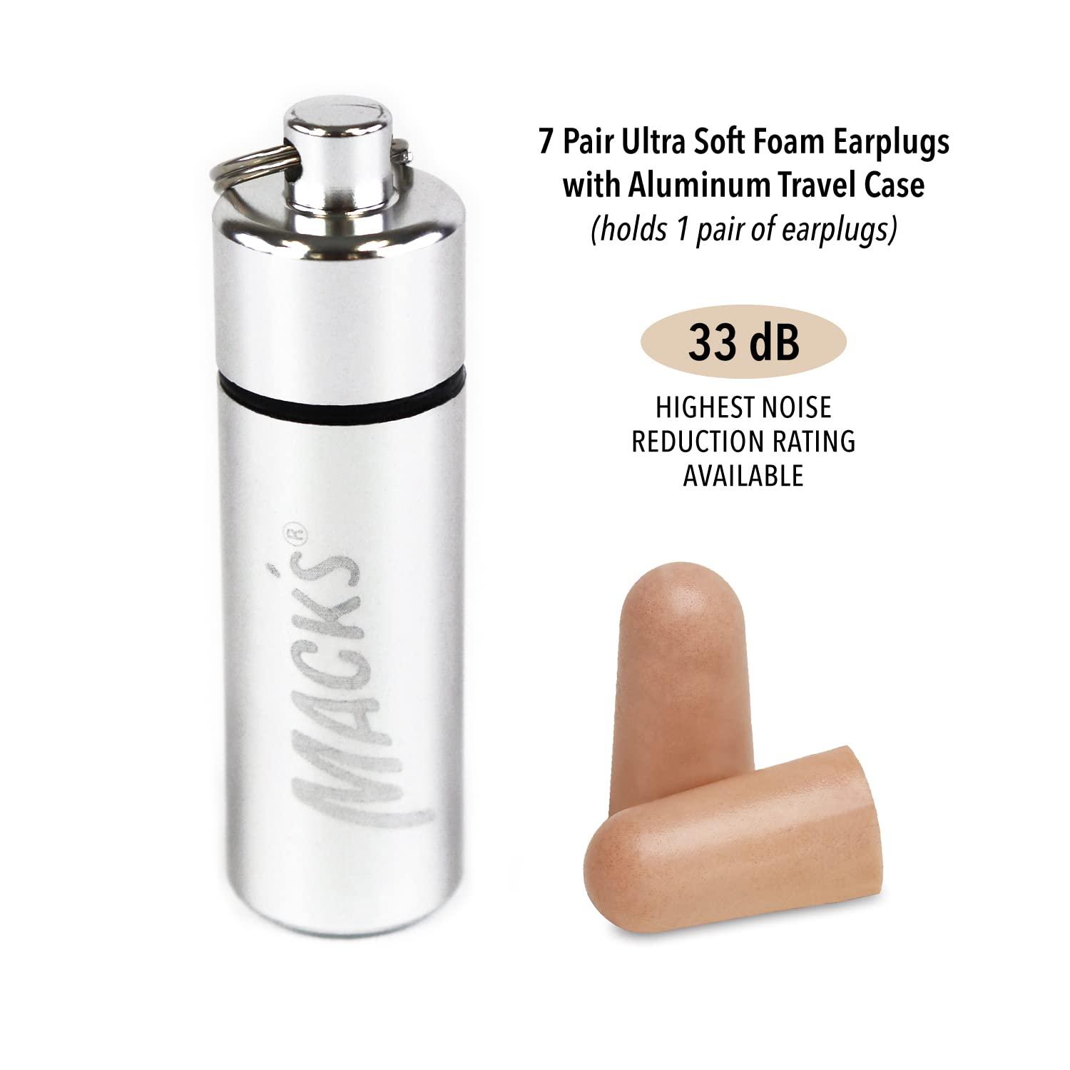 Mack's Mack’s Ultra Soft Foam Earplugs, 7 Pair + Case – 32 dB Highest NRR, Comfortable Ear Plugs for Sleeping, Snoring, Travel, Concerts, Studying and Noise