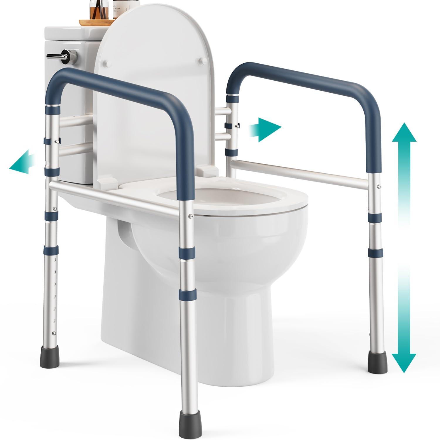 PELEGON FSA/HSA Eligible - Toilet Safety Rails (350 lb) - Adjustable Toilet Safety Frame & Rails, Toilet Safety Rail for Elderly Adults, Toilet Handles for Seniors, Toilet Bars for Elderly & Handicap