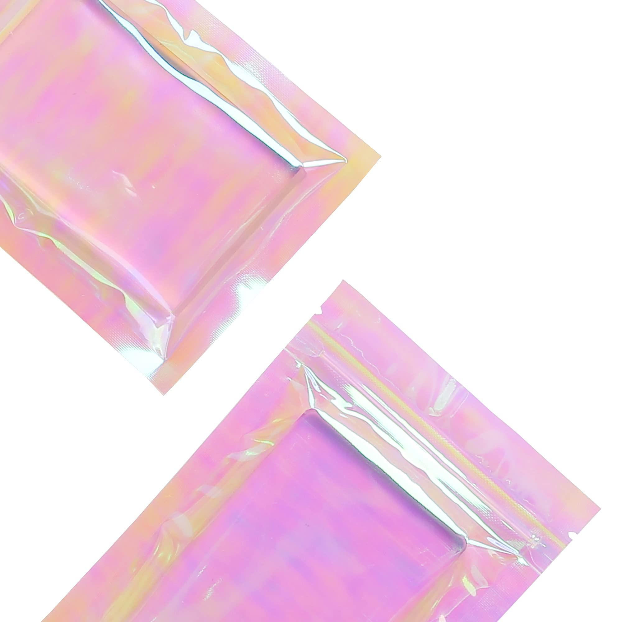 QQ Studio QQ Studio Clear Food Bags for Chocolate, Holographic Snack Bag, Double-Sided Plastic Baggies, Zipper Seal Pouch for Candy, DIY Cellophane Style Candy Kit Packaging Bag (4x6 Inch (Pack of 100 Bags))
