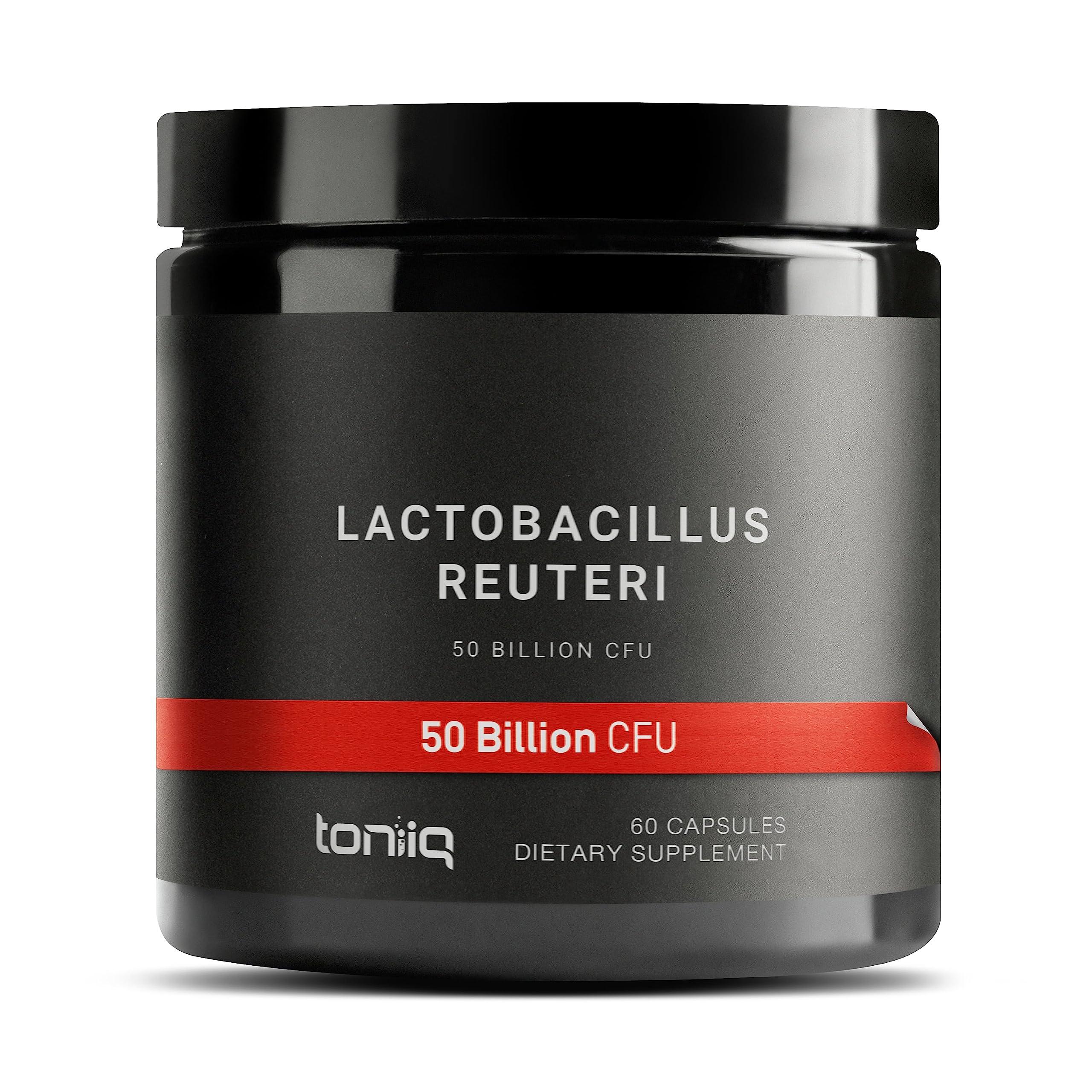 Toniiq Toniiq 50 Billion CFU Lactobacillus Reuteri Probiotic 50mg per Serving - L Reuteri Probiotics - Highest CFU Count Lactobacillus Reuteri Probiotic - 60 Vegetarian Capsules - 60 Servings