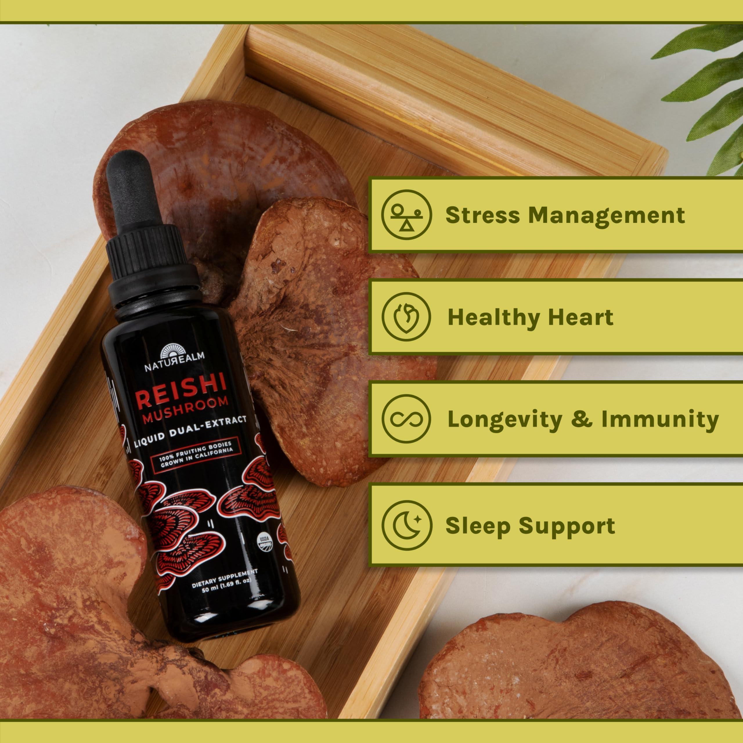 Naturealm Naturealm Reishi Mushroom Liquid Tincture Supplement  Promotes Calmness, Immune Support & Sleep Aid, Vegan, Non-GMO  Organic Fruiting Bodies, 1 Month Supply