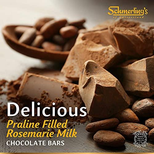 SCHMERLING'S Schmerling’s Rosemarie Premium Swiss Chocolate - Milk Chocolate Bars with Praline Filling | GMO Free | Kosher For Passover OU | 3.5oz Each Pack of 5