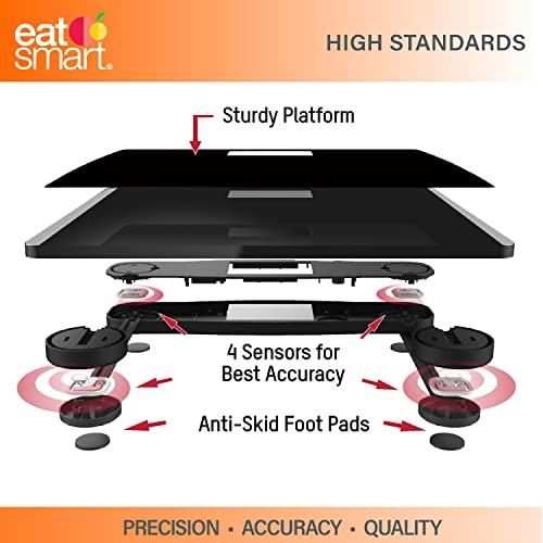 EatSmart Eat Smart Precision Digital Bathroom Scale, 550 lb High Capacity Scale, Extra Wide Platform, Bath Scale for Body Weight, Black