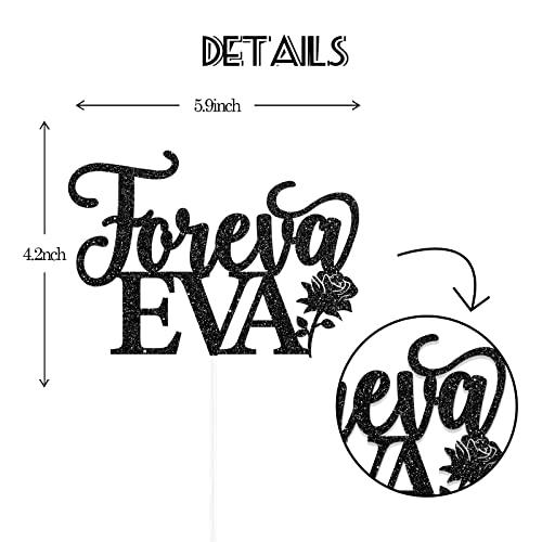 Talorine Talorine Foreva Eva Cake Topper, Wedding Rehearsal Cake Topper Supplies, Engagement, Bridal Shower, Bachelorette Party Cake Decoration Supplies (Black Glitter)