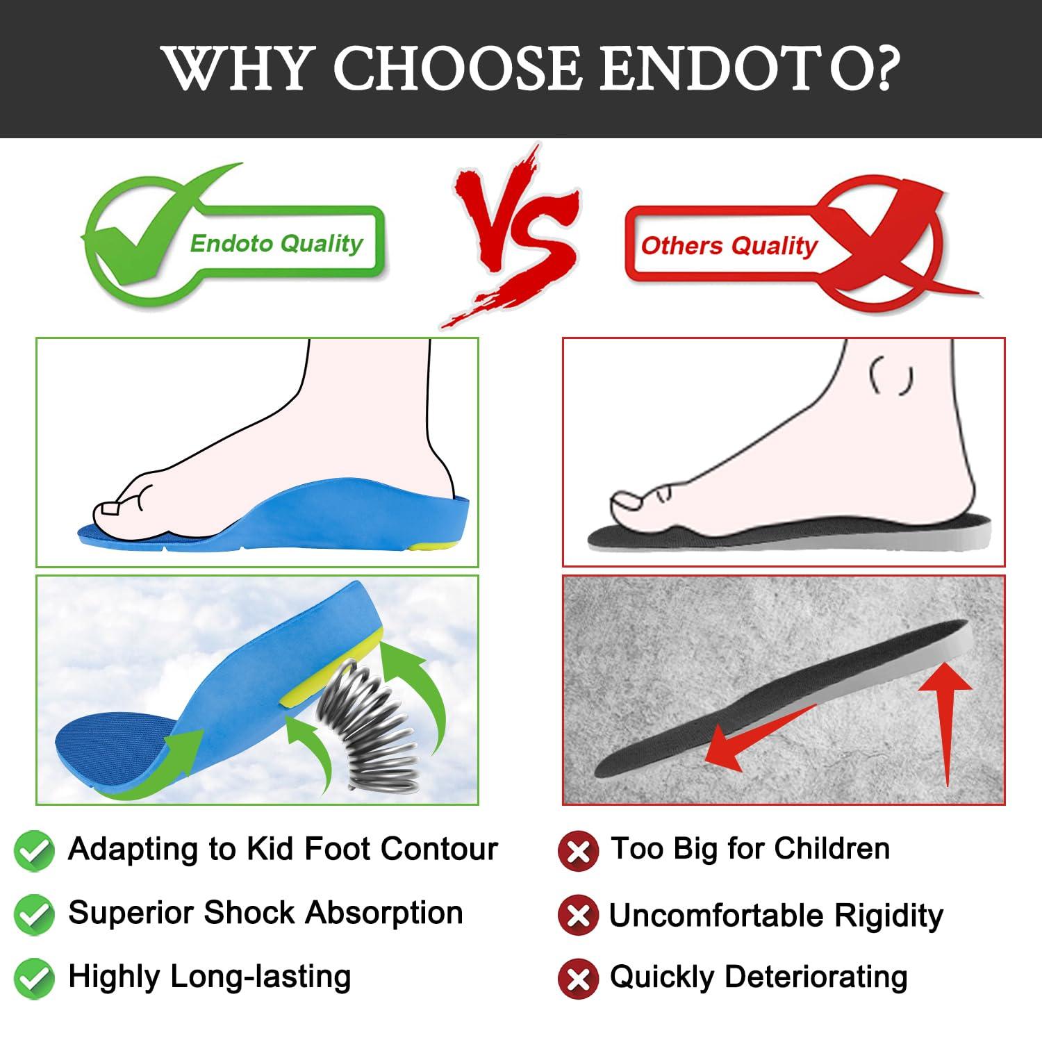 Endoto Endoto Arch Support Insoles for Toddlers Kids and Youth Flat Feet Foot, Footwear Inserts for Boys & Girls, for Big and Little Kids Orthotic(Size:EU 27-29 / US 10.5-12.5 Little Kid)