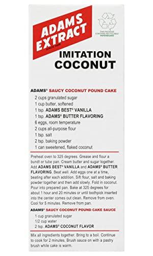 Adams Extract Adams Extract Imitation Coconut Flavor, Extra Strength, Gluten Free, 1.5 FL OZ Glass Bottle (Pack of 1)