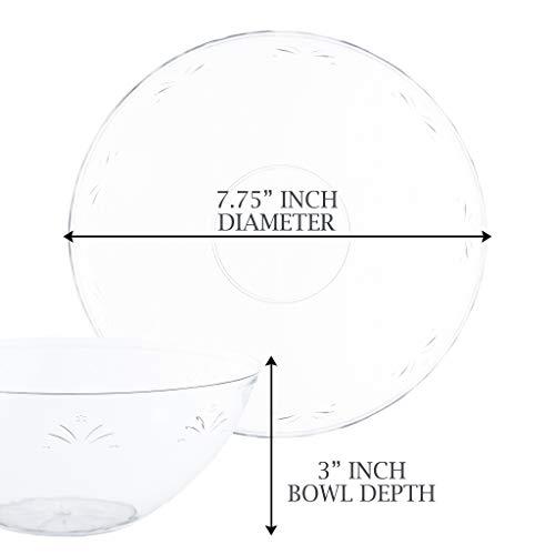 PLASTICPRO PLASTICPRO Disposable Round Serving Bowls, Party Snack or Salad Bowl, Small, Plastic Crystal Clear Pack of 4