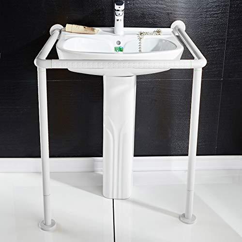 SJHFG Bathroom Handrail Toilet Handrails Disabled Stainless Steel Bathroom Grab Bar for Elderly Wall Mounted Washbasin Safety Grab Rails Bathroom Grab Bars (Color : B White)