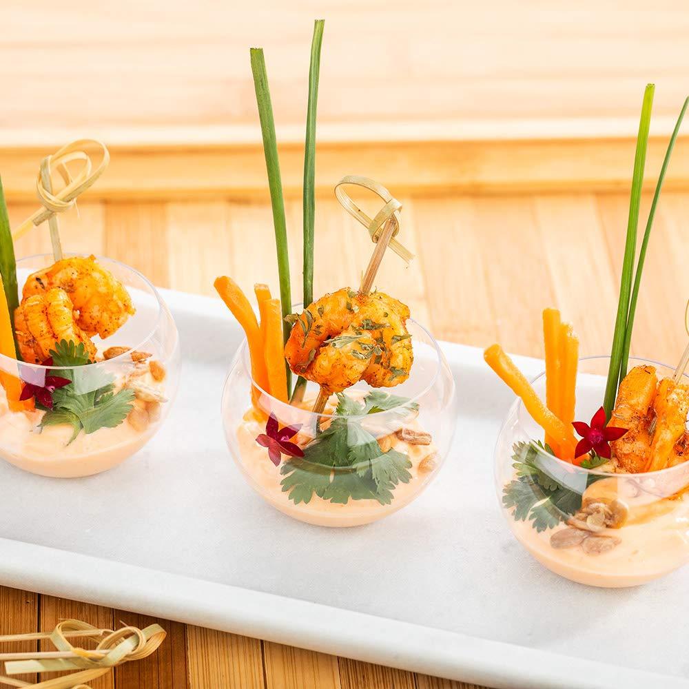 Restaurantware Restaurantware 2 Ounce Round Plastic Bowls 5 Disposable Sphere Cups - Reprocessable Does Not Shatter Easily Clear Plastic Appetizer Bowls Versatile For Weddings Parties Or Birthdays