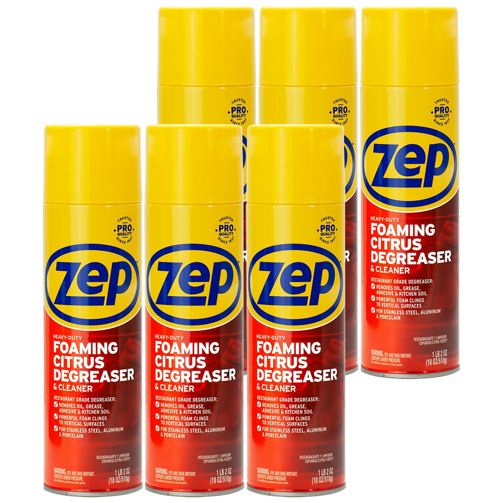 Zep Zep Heavy-Duty Foaming Citrus Degreaser & Cleaner - 18 Oz. (Case of 6) - ZUHFD186 - Pro-Trusted Citrus Formula Cuts Through Grease & Grime with Ease