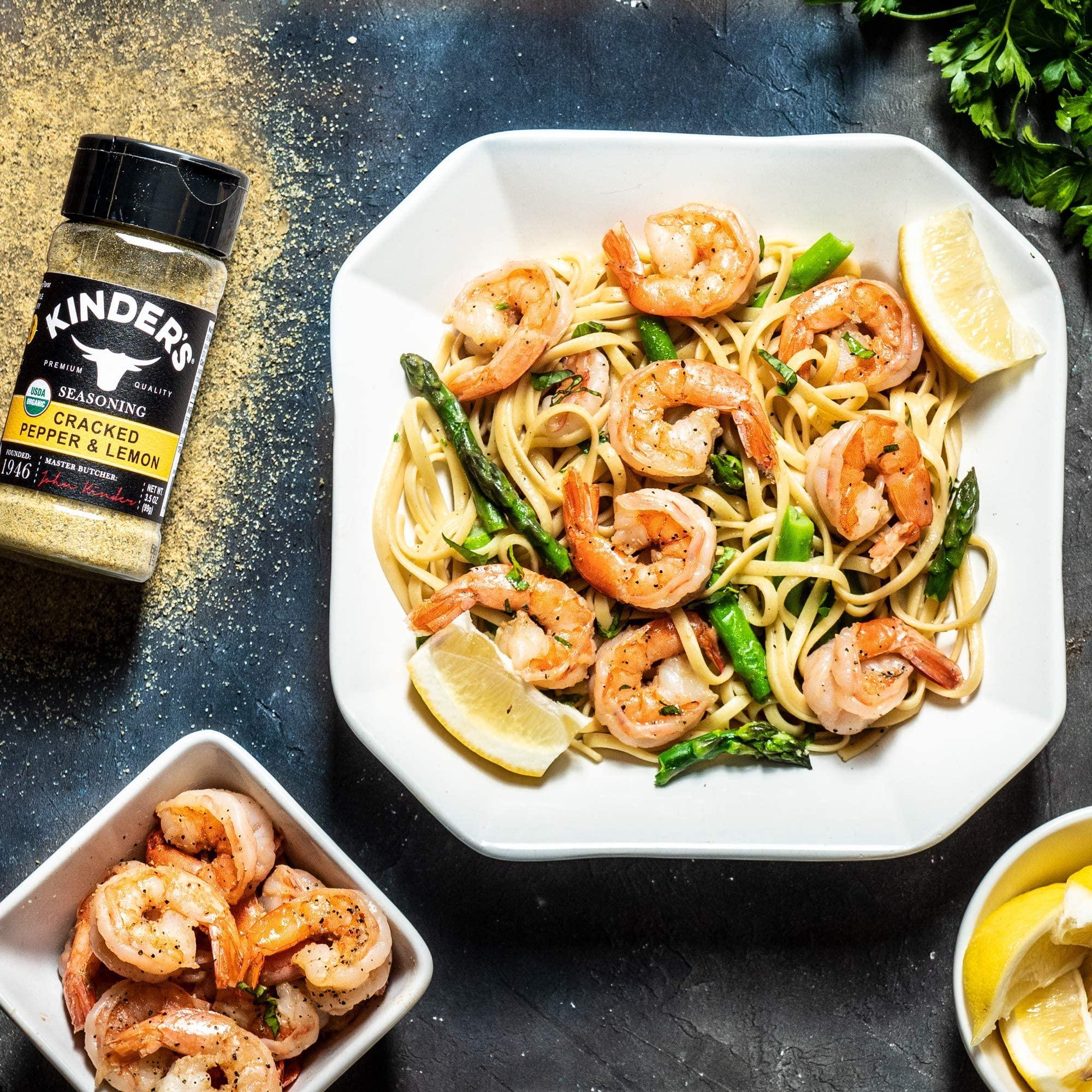 KINDER'S Kinder\'s Organic Cracked Pepper and Lemon, Premium Quality Seasoning, MSG Free and USDA Certified Organic, 3.5 oz