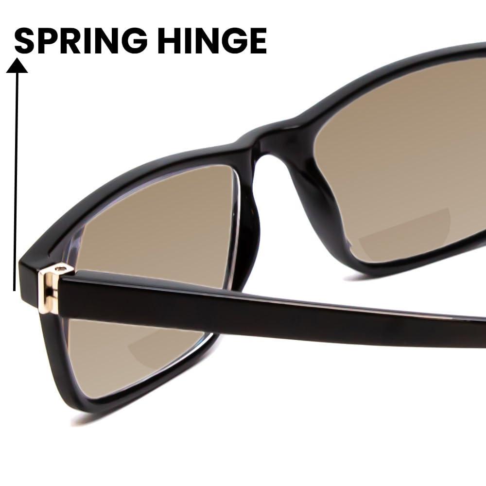 Calabria Calabria Polarized BiFocal Reading Sunglasses +1.25 Black/Amber Brown Men Women Trendy Bi-Focal Sun Glasses Readers Fashion