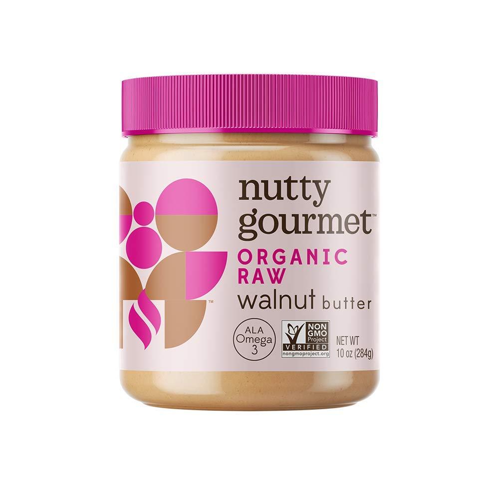 The Nutty Gourmet Nutty Gourmet Organic Walnut Butter - Raw Nut Butter - No Added Sugar - Unsalted - All Natural - Peanut Free - Vegan - California Grown Walnuts - Keto Snack - Gluten Free (10oz, 1 Pack)