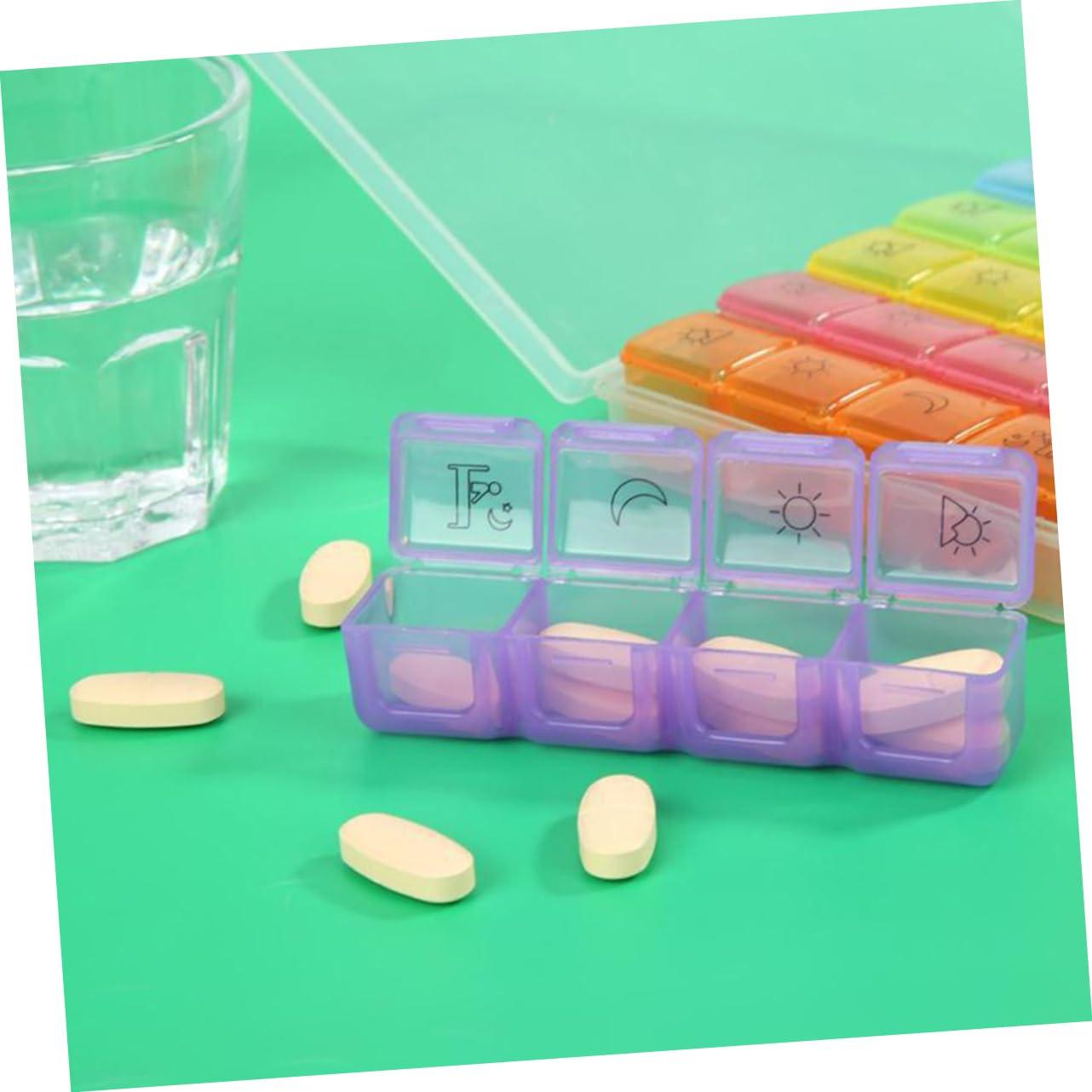 GOOHOCHY GOOHOCHY Portable Pill Box Organizer 28 Separate Compartments Dispensing Pill Organizer Daily Medicine Planner Box Plastic Medicine Dispenser