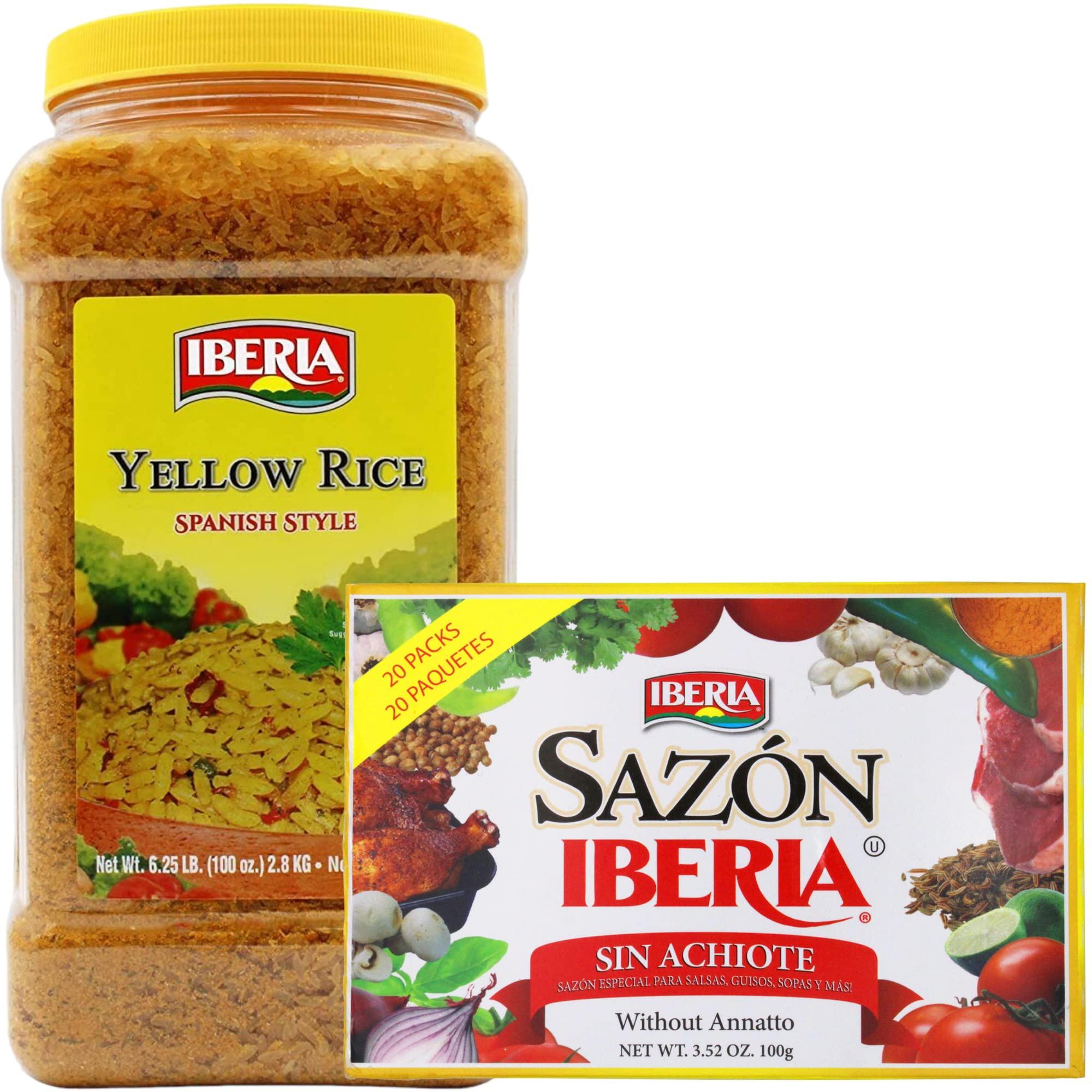 Iberia Iberia Yellow Rice 6.25 lb. Bulk Spanish Style Seasoned Rice + Iberia Sazon Seasoning Without Annatto, 6.34 Oz, 36 Pack
