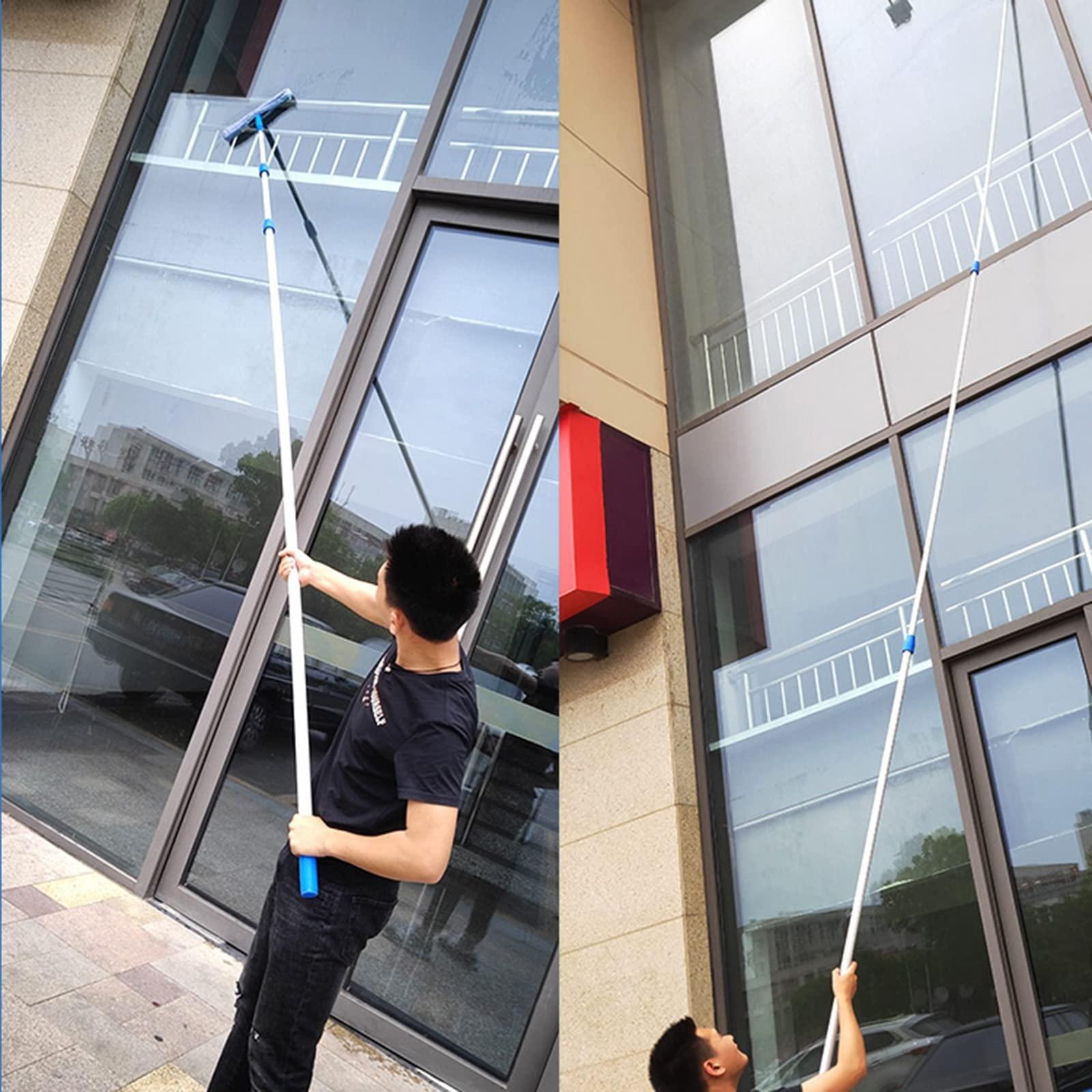 YXXSDP 4 8 12 15 20 Ft Long Window Cleaning Tool with Telescopic Pole, 2 in 1 Professional Window Squeegee Cleaner Window Washing Kit, Household Equipment, for High Window (Size : Length 6m/19.7ft)