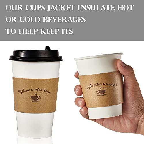 LITOPAK LITOPAK 200 Packs Kraft Paper Coffee Cup Sleeves, Coffee Sleeves, Disposable Corrugated Hot Drink Holder for Paper Cups Insulation and Hand Protection, Fits 10oz-20oz Paper Cups(Cup Not Included)