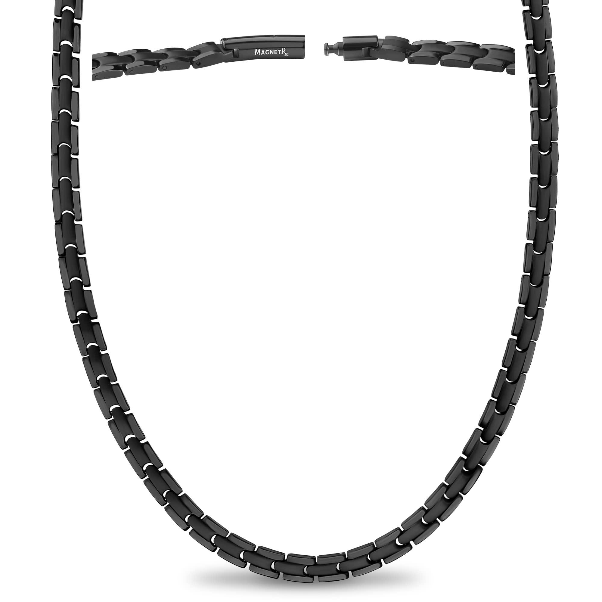 MagnetRX MagnetRX Titanium Magnetic Necklace Ultra Strength Magnetic Necklaces for Men & Women Effective Titanium Necklace with 62 Magnets (Black, 21.5 Inches)