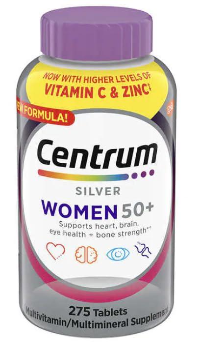 Centrum Centrum Silver Women 50 Plus, 275 Tablets per Bottle, with Higher Levels of Vitamin C & Zinc
