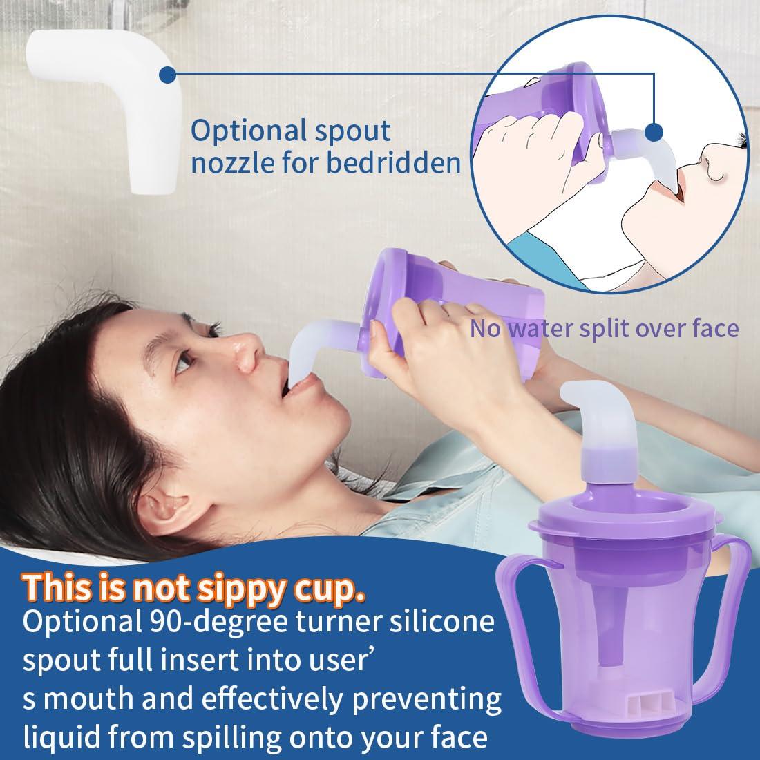 Ehucon Ehucon Dysphagia Regulating Drinking Cup for Elderly-Having Difficulty Swallowing,Dispenses 5 cc or 10 cc of Liquid Helps to Prevent Choking,Liquids Only (Overall purple)