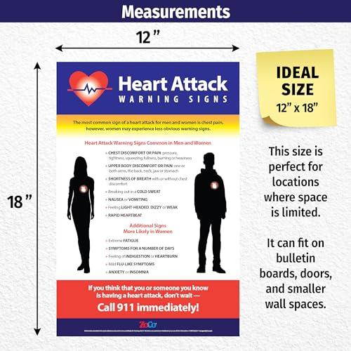 Safety Magnets Workplace Safety Posters 3-Pack: FAST Stroke Signs, Heart Attack Symptoms, CPR & Choking First Aid - Laminated, 12x18