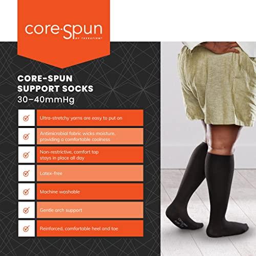 CORE-SPUN BY THERAFIRM Core-Spun 30-40mmHg Firm Graduated Compression Support Knee High Socks (Black, XL)
