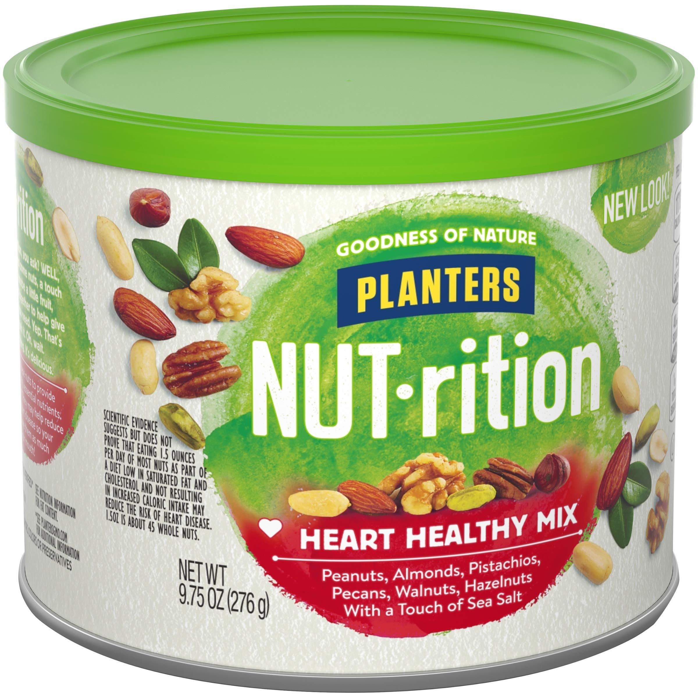 Planters Planters NUT-rition Heart Healthy Nut Mix with Peanuts (Almonds, Pistachios, Pecans, Walnuts, Hazelnuts & Sea Salt, 6 ct Pack, 9.75 oz Canisters)