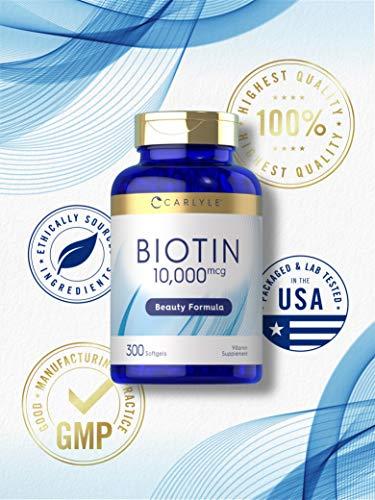 Carlyle Carlyle Biotin 10000mcg | 300 Softgels | Max Strength | Non-GMO, Gluten Free Supplement