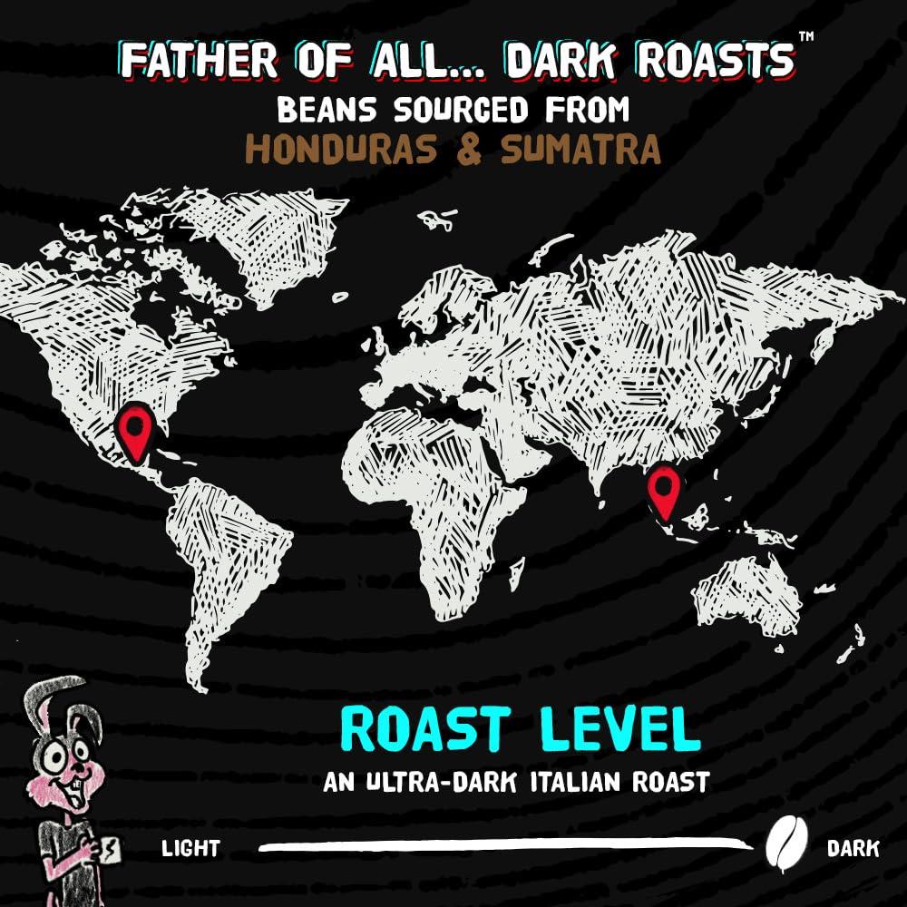 Punk Bunny Coffee Punk Bunny Ultra Dark Roast Coffee, Organic Coffee Pods, Father of All Dark, 10 count