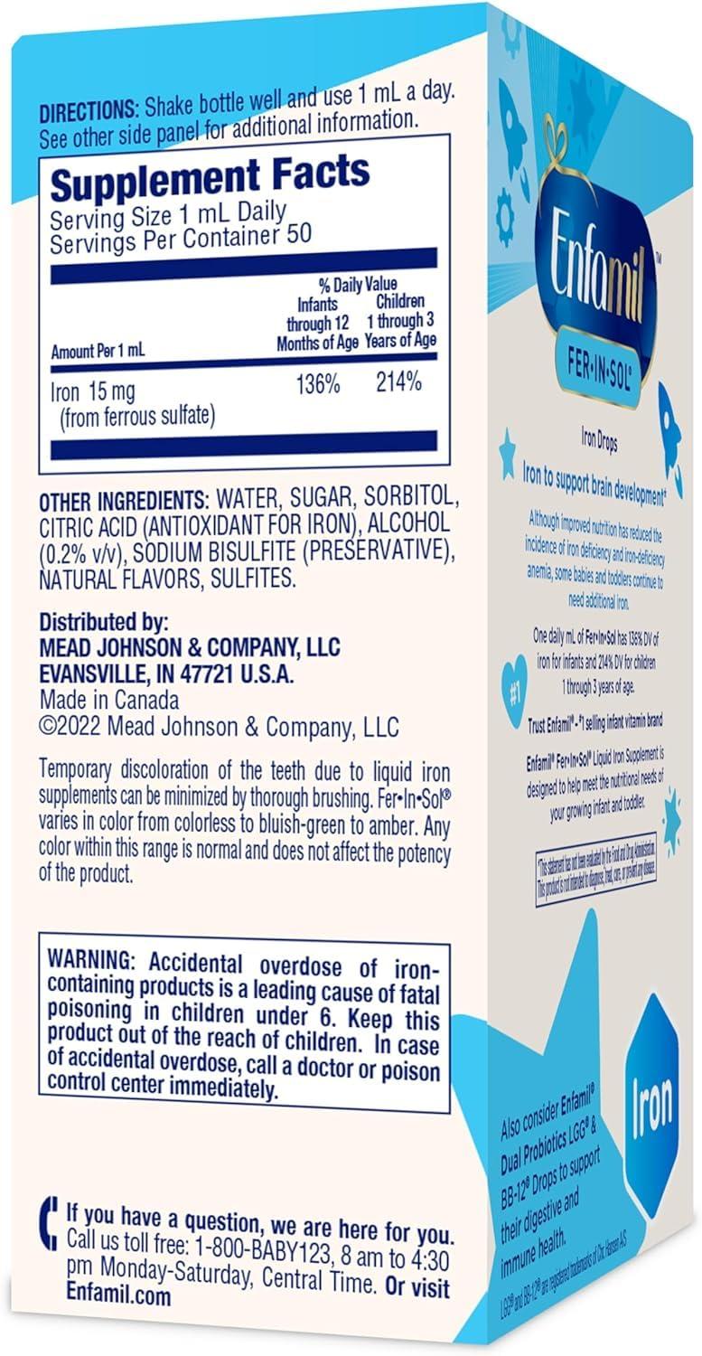 Enfamil Enfamil Fer-In-Sol Iron Supplement Drops for Infants, 50 mL dropper bottle