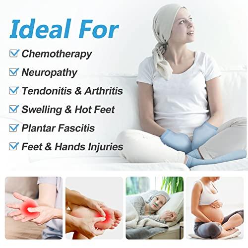 RelaxCoo RelaxCoo Cold Therapy Socks & Gloves for Chemotherapy Neuropathy, Chemo Care Package for Women and Men, Foot & Hand Ice Pack Wrap for Plantar Fasciitis, Carpal Tunnel, Arthritis Hand Pain Relief, L