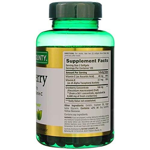 Nature's Bounty Nature's Bounty Cranberry with Vitamin C 4200 mg, 250 Softgels (Pack of 3)