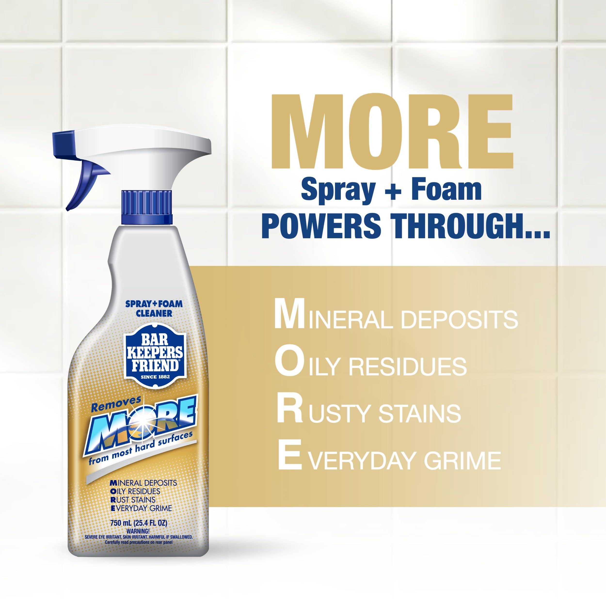 Bar Keepers Friend Bar Keepers Friend Soft Cleanser (13 oz) and MORE Spray + Foam (25.4 oz) Multipurpose Cleaner Bundle, Stain & Rust Remover for Multi Surface Bathroom, Kitchen & Outdoor Cleaning