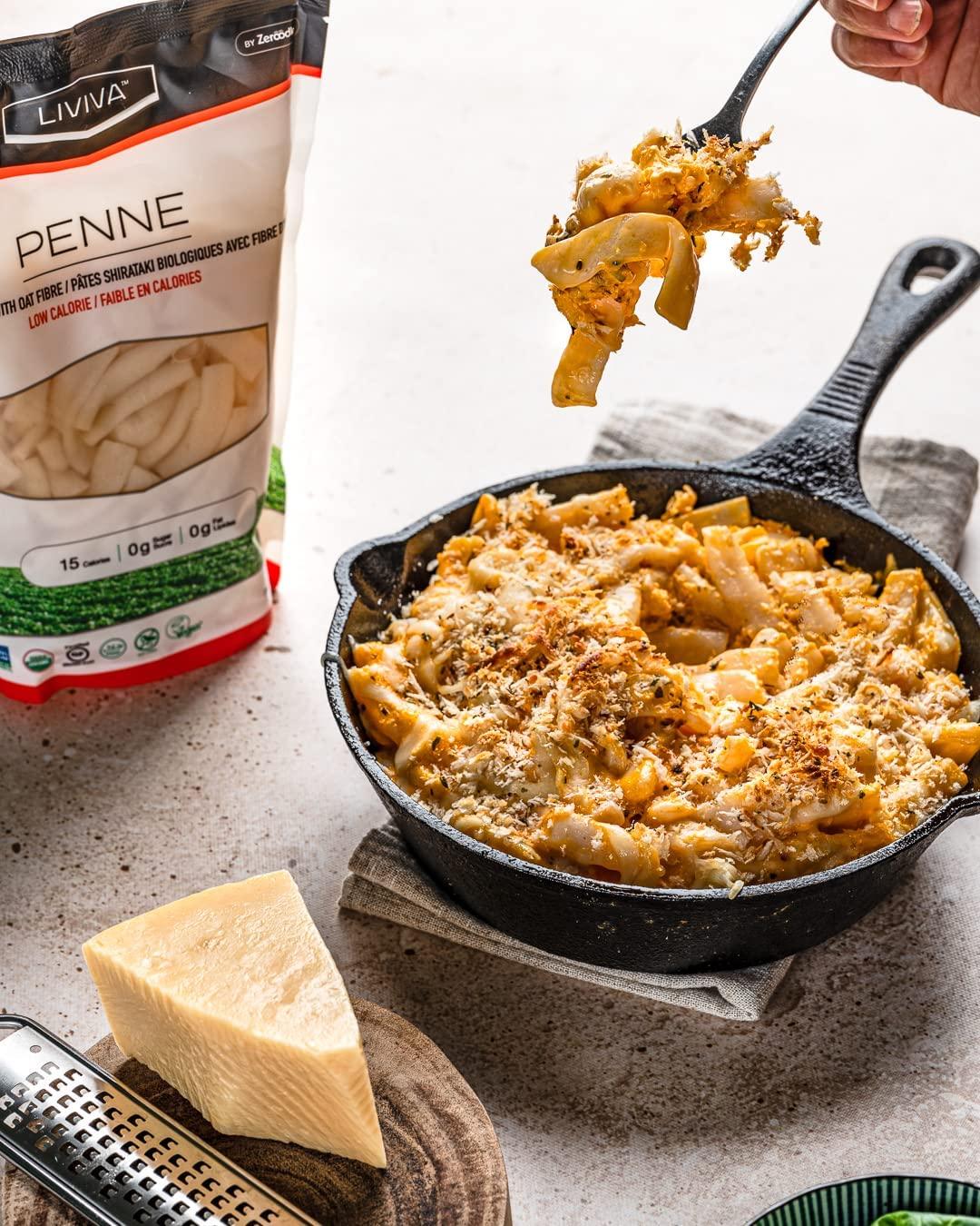 LIVIVA LIVIVA Organic Shirataki Konjac Penne Noodle 2 Pk (36.67 oz) Diabetic-Friendly Low Carb, Low Calorie Pasta Noodles Ready to Serve No Odor, Certified Non-GMO, Gluten Free, Vegan, Plant-Based, Keto, Kosher, Halal