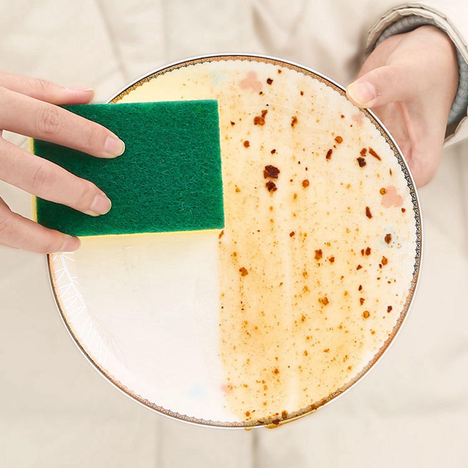 Gsycle 10PCS Dish Sponge, Double Face Kitchen Sponges Convenient Cleaning Sponges Dish Scrubber Sponge with Scouring Pad for Kitchen Bathroom