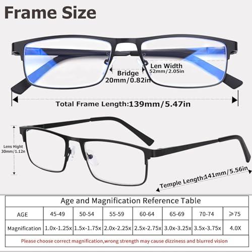 WEIMELTOY WEIMELTOY 3-Pack Blue Light Blocking Reading Glasses, Stylish Metal Full Frame Computer ReadersMen\'s and Women\'s Filter UV Ray/Computer Glare Comfort Spring Hinge Readers(Mix Color,+2.5)