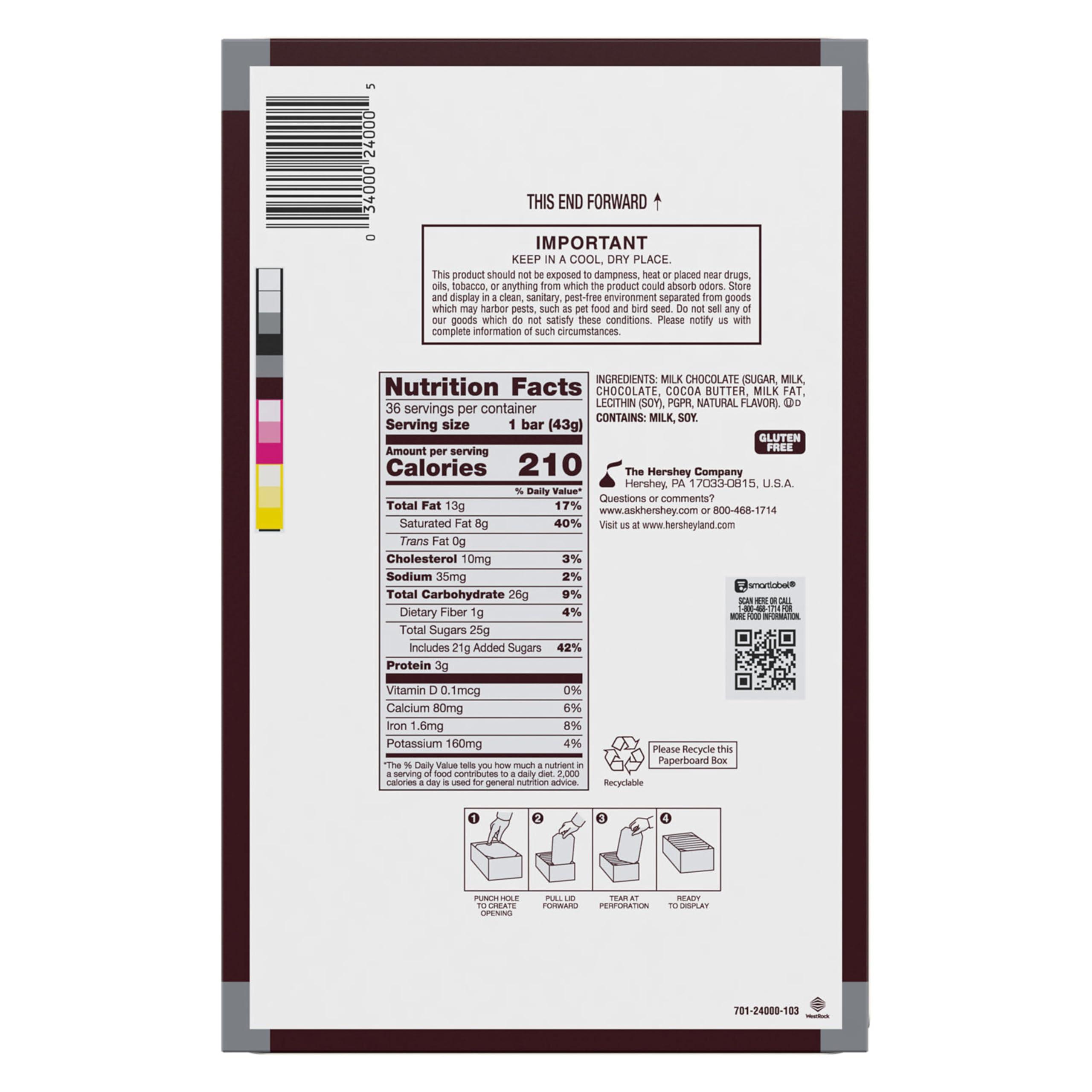 HERSHEY'S HERSHEY\'S Milk Chocolate Candy Bars, 1.55 oz (36 Count)