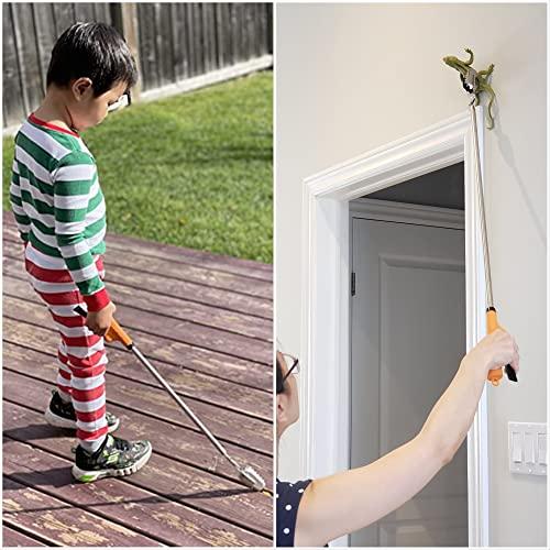 FTH FTH All Stainless Steel Grabber Reacher Pickup Tool Heavy Duty Trash Picker Log BBQ Fireplace pits Snake Tongs Plogging tool