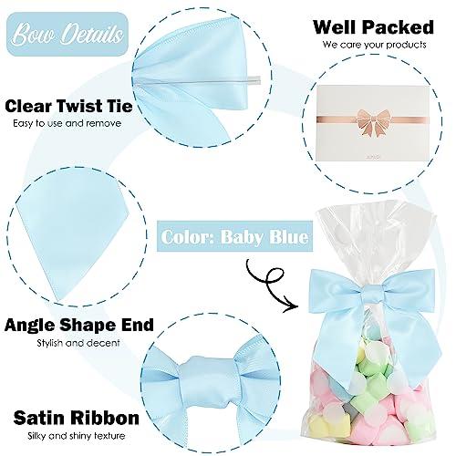 AIMUDI AIMUDI Blue Bows for Baby Shower 4.5\" Pre-Tied Baby Blue Bows with Twist Ties Light Blue Ribbon Bows for Crafts Premade Bows for Gift Wrap Christmas Tree Wedding Decor Gender Reveal Party - 36 PCs