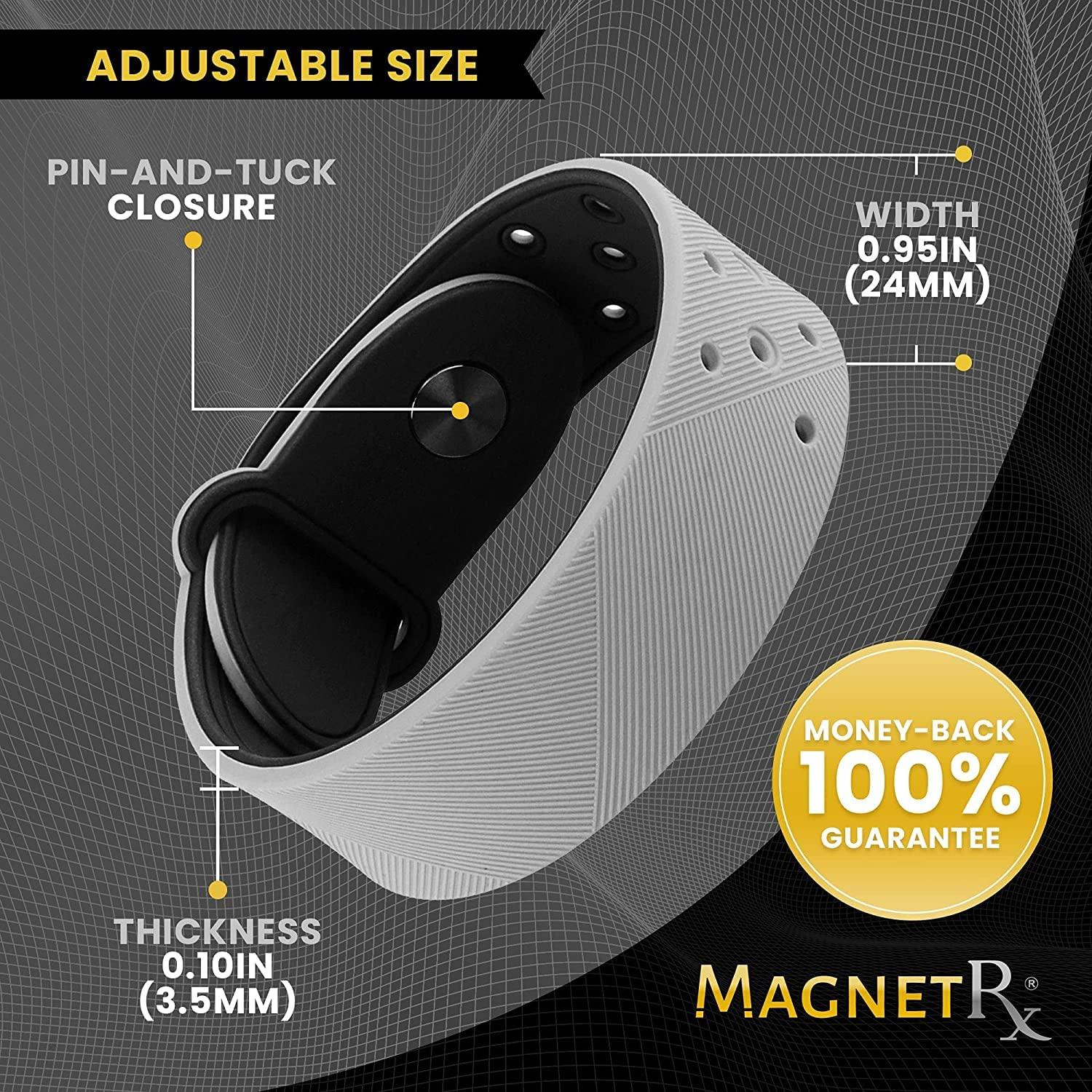 MagnetRX MagnetRX Magnetic Sports Bracelet Waterproof Silicone Bracelet with 32 Magnets Ultra Strength Wide Magnetic Bracelets for Men & Women (Grey | X-Large Size)