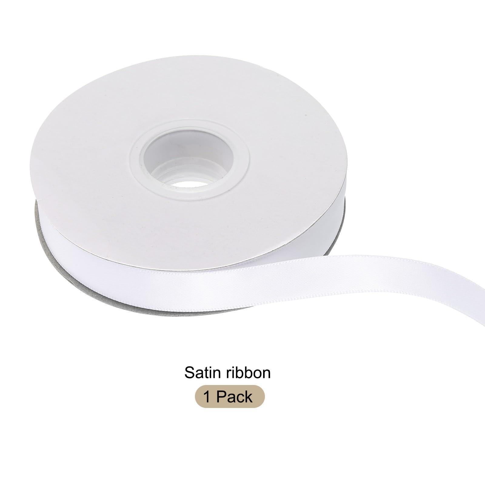 Rebower Rebower 1/4 Inch 25 Yard Satin Ribbon Thick Double Face Grosgrain Silk Ribbon, [for Gift Wrapping, Hair Bows, Wedding, Cake, Flower] - White