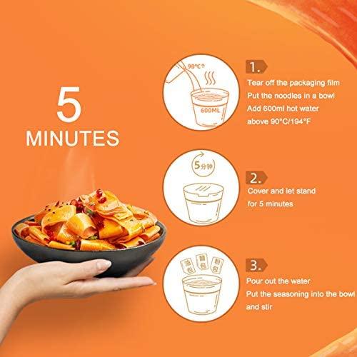 Noble Createaprototype Sichuan Specialty Super Spicy Noodles, Sour Spicy Wide Instant Noodles, Non-Fried Red Oil Noodles Served with Sour Spicy Sauce (Pack of 4) (14.8)