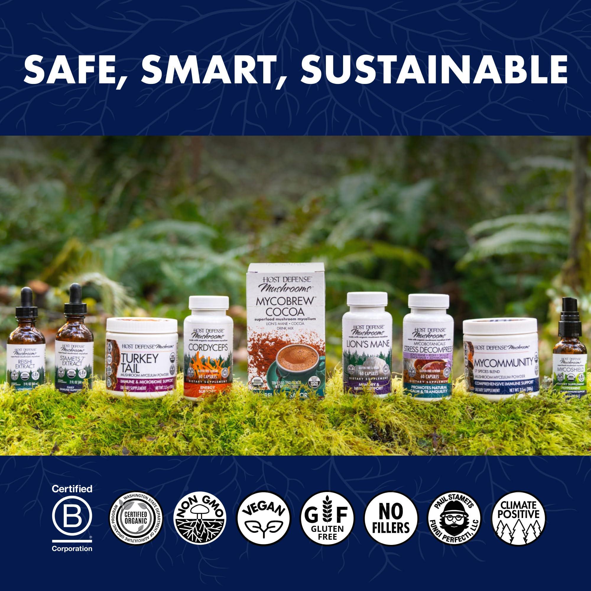 Host Defense Host Defense Mushrooms Lion's Mane - Brain Health Support Supplement for Focus & Memory Function - Immune & Nervous System Support Supplement - 120 Capsules (60 Servings)*