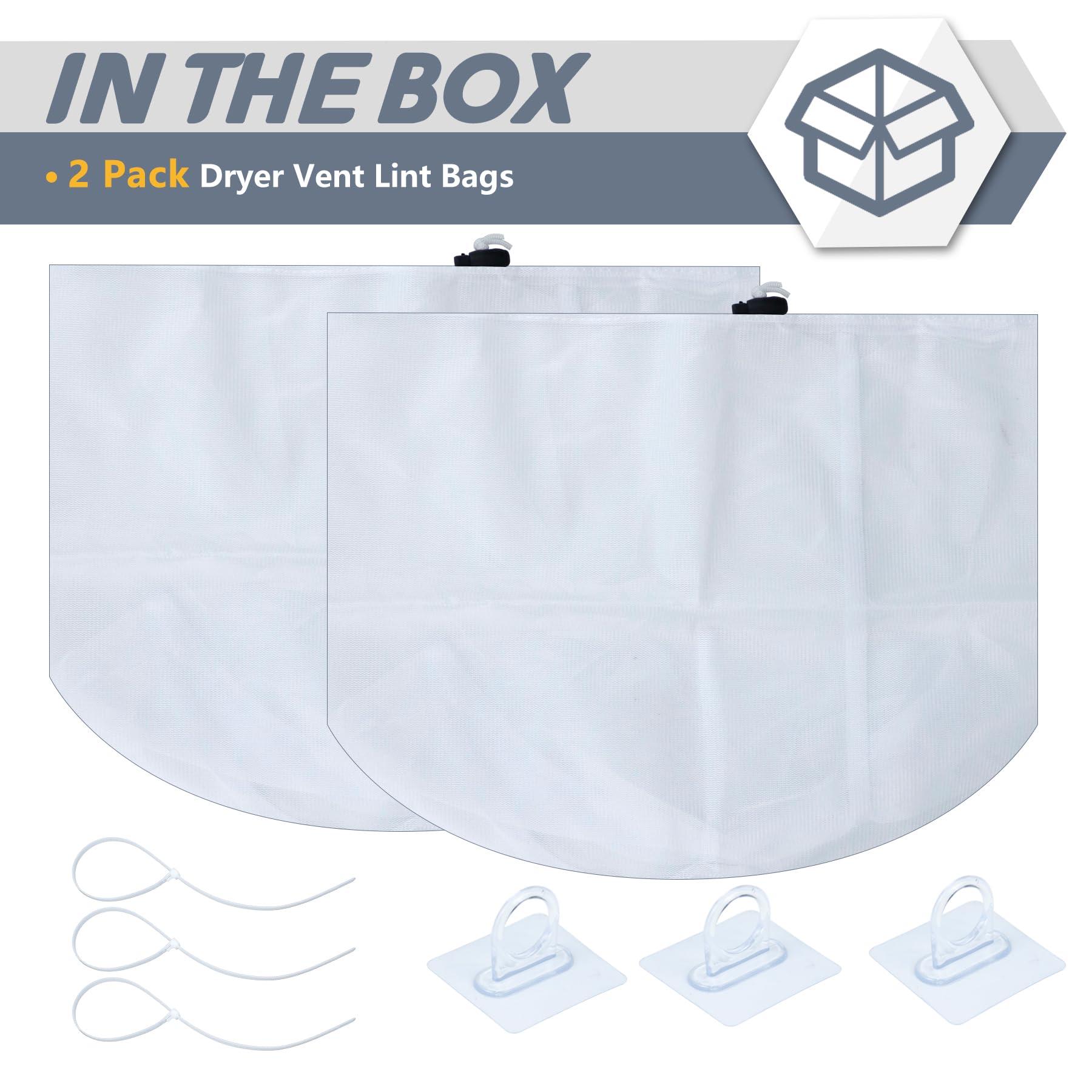 Flamorrow Flamorrow 2 Pack Dryer Vent Lint Bags, Lint Traps for Indoor Outdoor Dryer Vents, Lint Dust Bag Capturing Lint and Dust