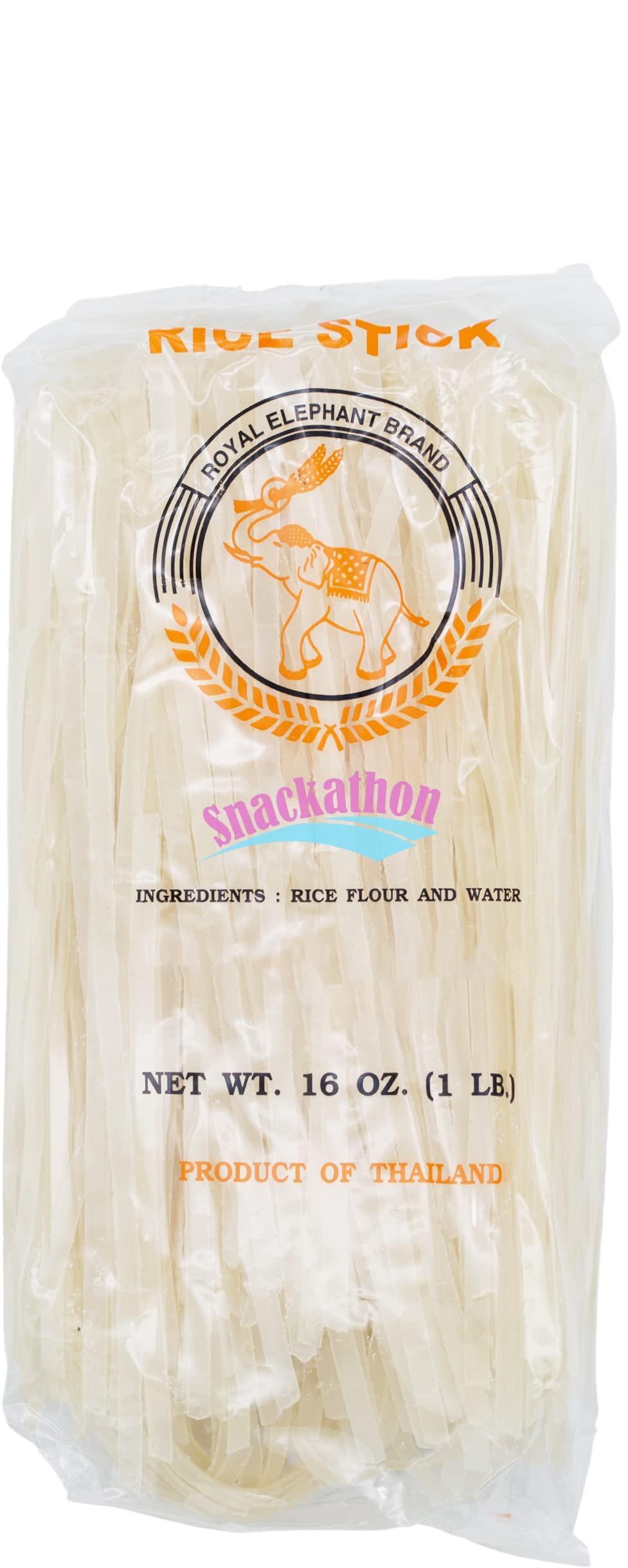 Snackathon Pad Thai Rice Stick Noodles, 5mm Width, 16 Ounce Each, Pack of 6