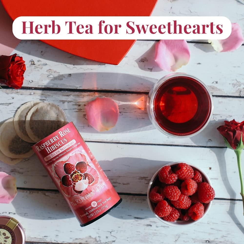 The Republic of Tea The Republic of Tea Citizens Favorite Hibiscus Herbal Teas - Natural Hibiscus and Raspberry Rose Hibiscus Tea Bundle 36 Count Tea Bags Each